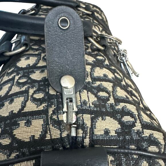 Christian Dior Trotter Boston Bag Dior Baggages Navy Monogram Canvas Handbag - Picture 10 of 15